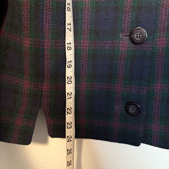 Vintage Requirements Plaid Navy Purple Blazer Jacket Size 18 - Picture 2 of 7